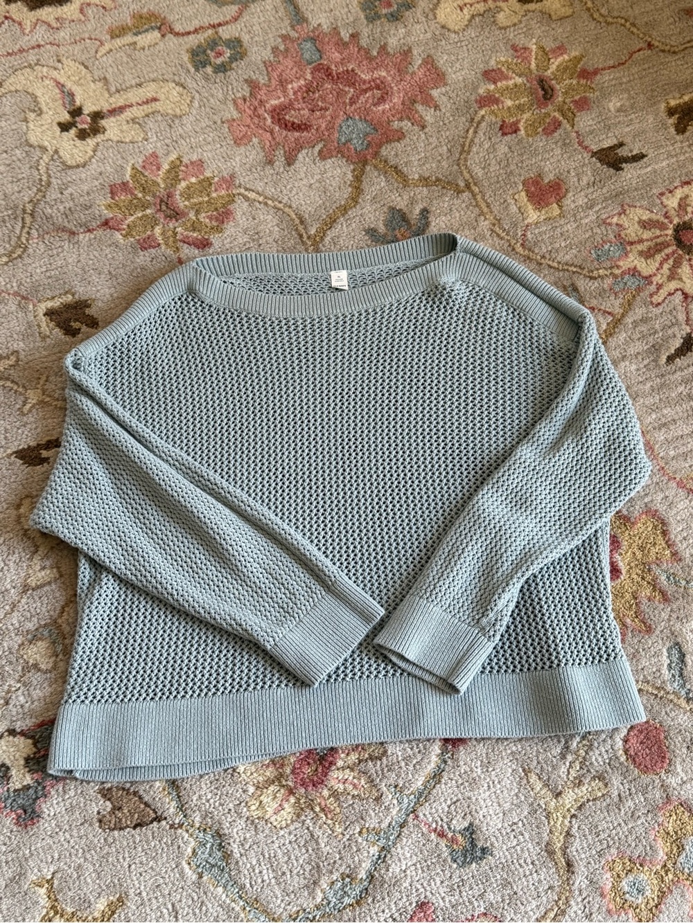 Old Navy Light Green Open-Knit Off-Shoulder Sweater